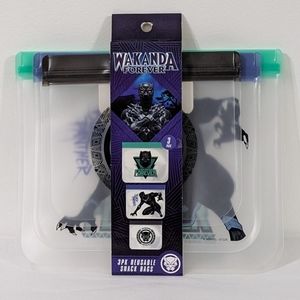 Marvel Black Panther Wakanda Forever 3 Pack Reusable Snack Bags, New With Tag